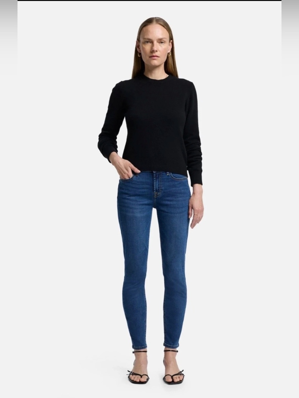 7 For All Mankind Blair Women’s 27 X 29 Blue Skinny Ankle Raw Hem Mid Rise Denim